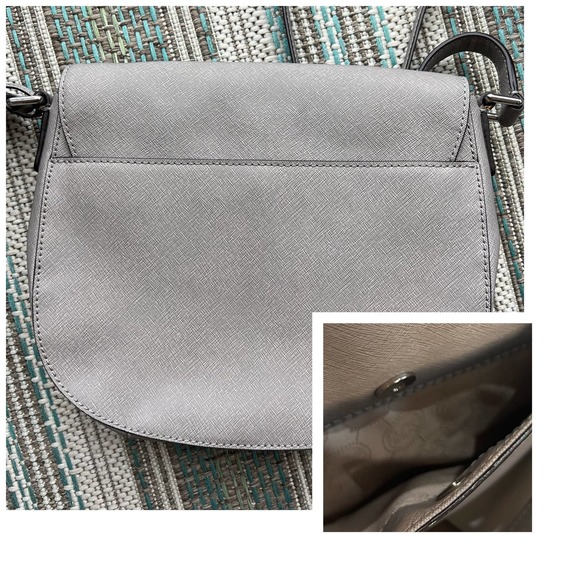 Michael Kors Medium Messenger Pearl Grey Hamilton Adjustable Crossbody Purse - Picture 4 of 13